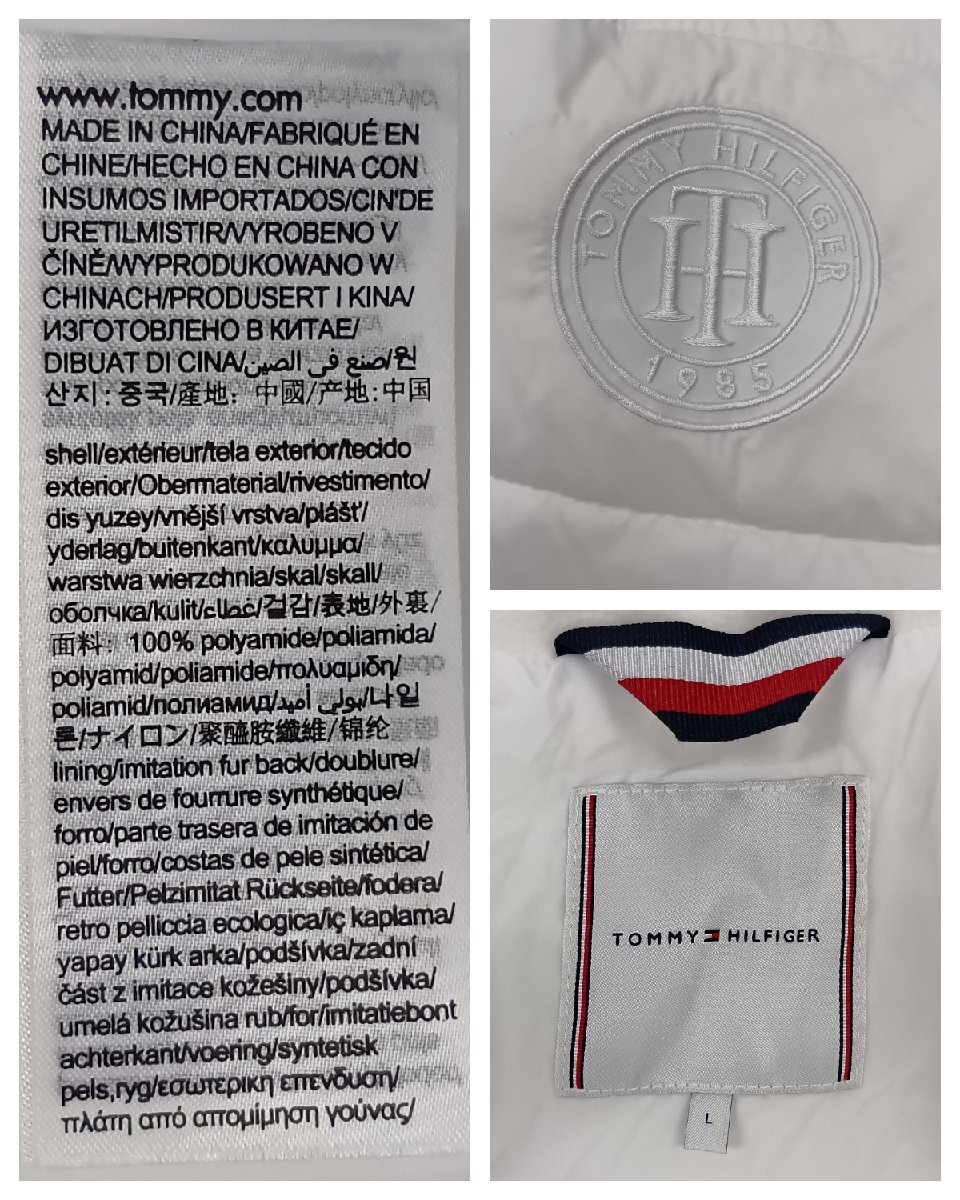 TOMMY HILFIGER トミーヒルフィガー ダウンジャケット コート ファー ベルト付き ホワイト L レディーズ_画像10