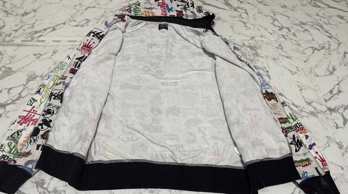 ★STUSSY ステューシー　ジャケット　パーカー　ジップパーカー 総柄 スウェット　メンズ　Lサイズ_画像3