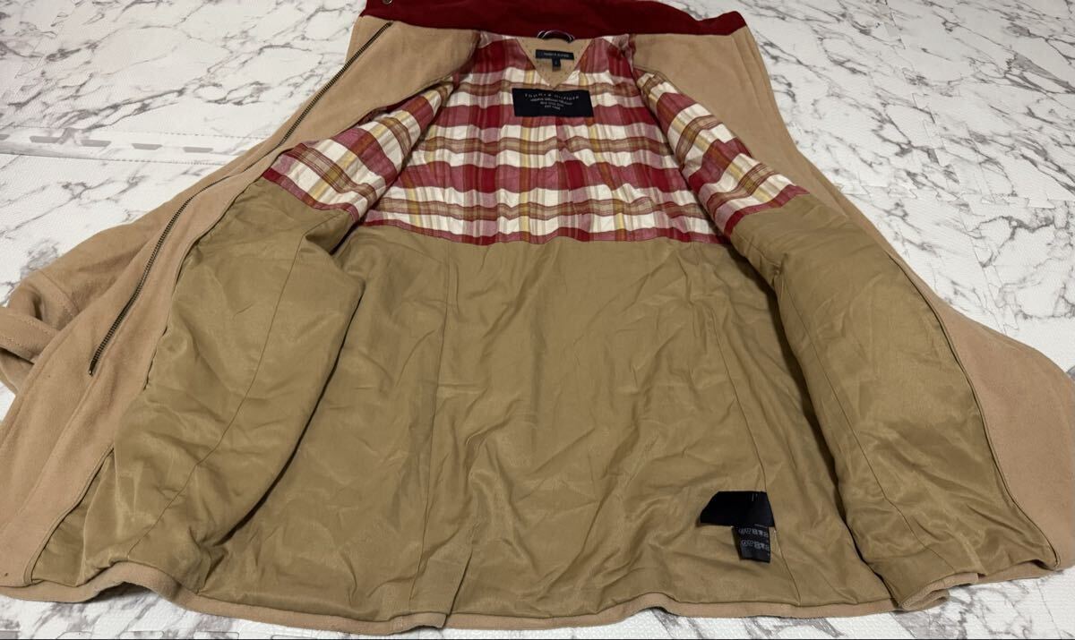 ★TOMMY HILFIGER トミーヒルフィガー コート ダッフルコート ベージュ チェック柄 レディース Lサイズ_画像3