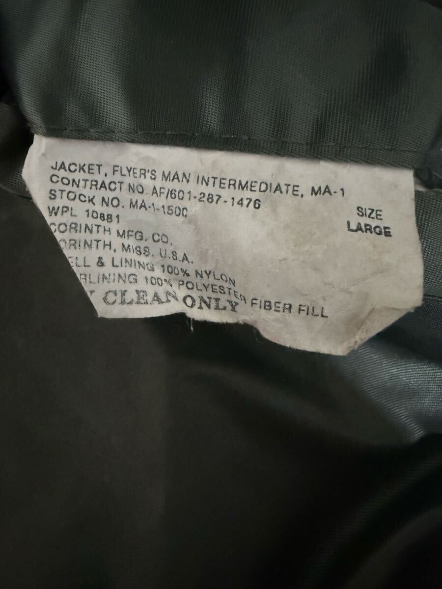 ★CORINTH コリンズ　ジャケット フライトジャケット MA-1 USA製 ミリタリー カーキ　メンズ　Lサイズ_画像3