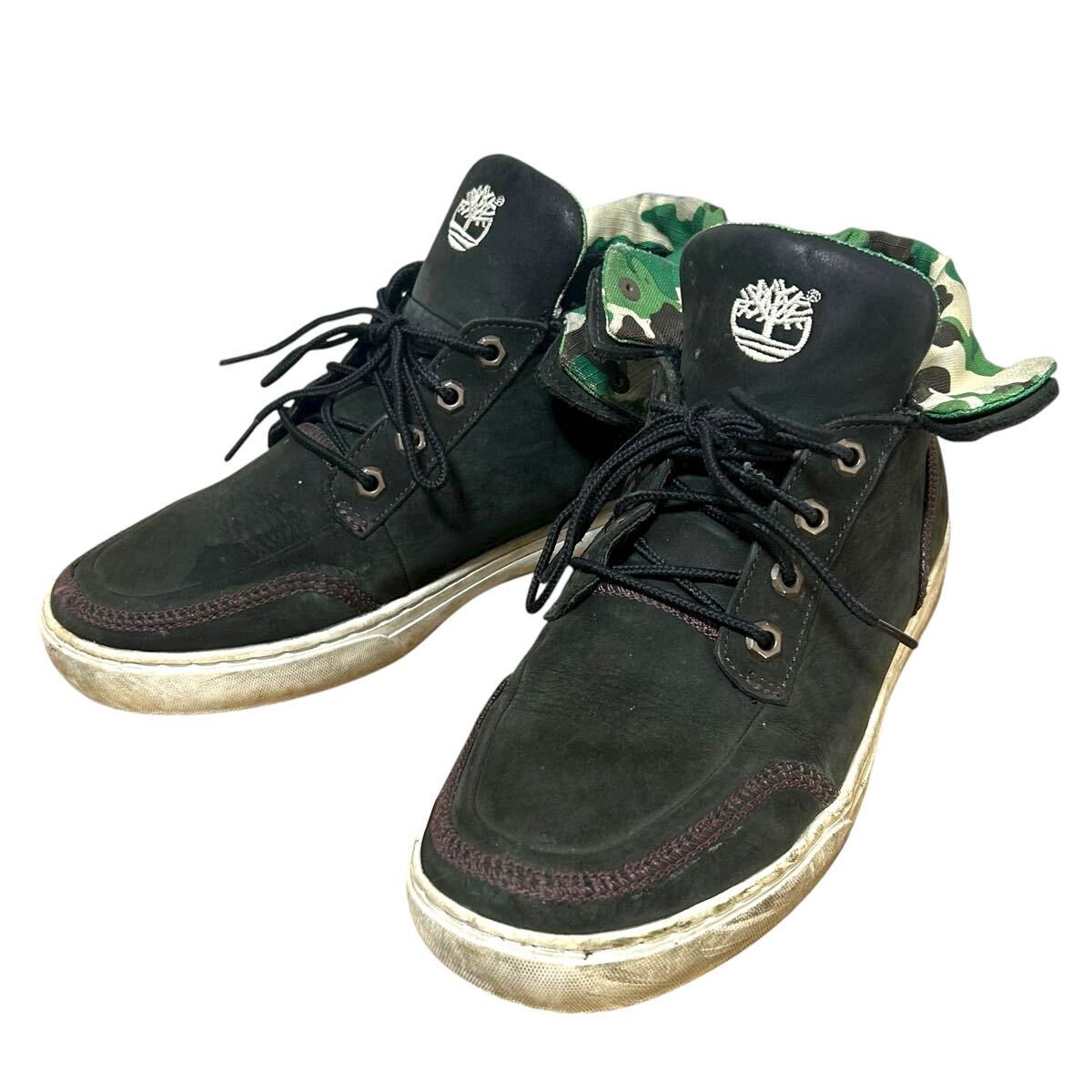 ※YM4 Timberland ティンバーランド レザーハイカットスニーカー ヌバック ブラック 27cm_画像1