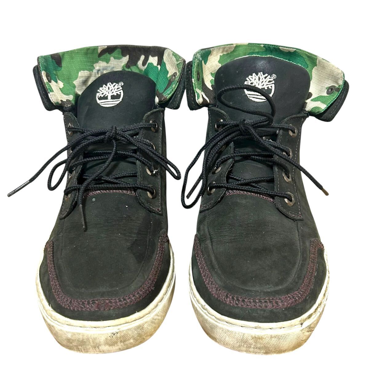 ※YM4 Timberland ティンバーランド レザーハイカットスニーカー ヌバック ブラック 27cm_画像2