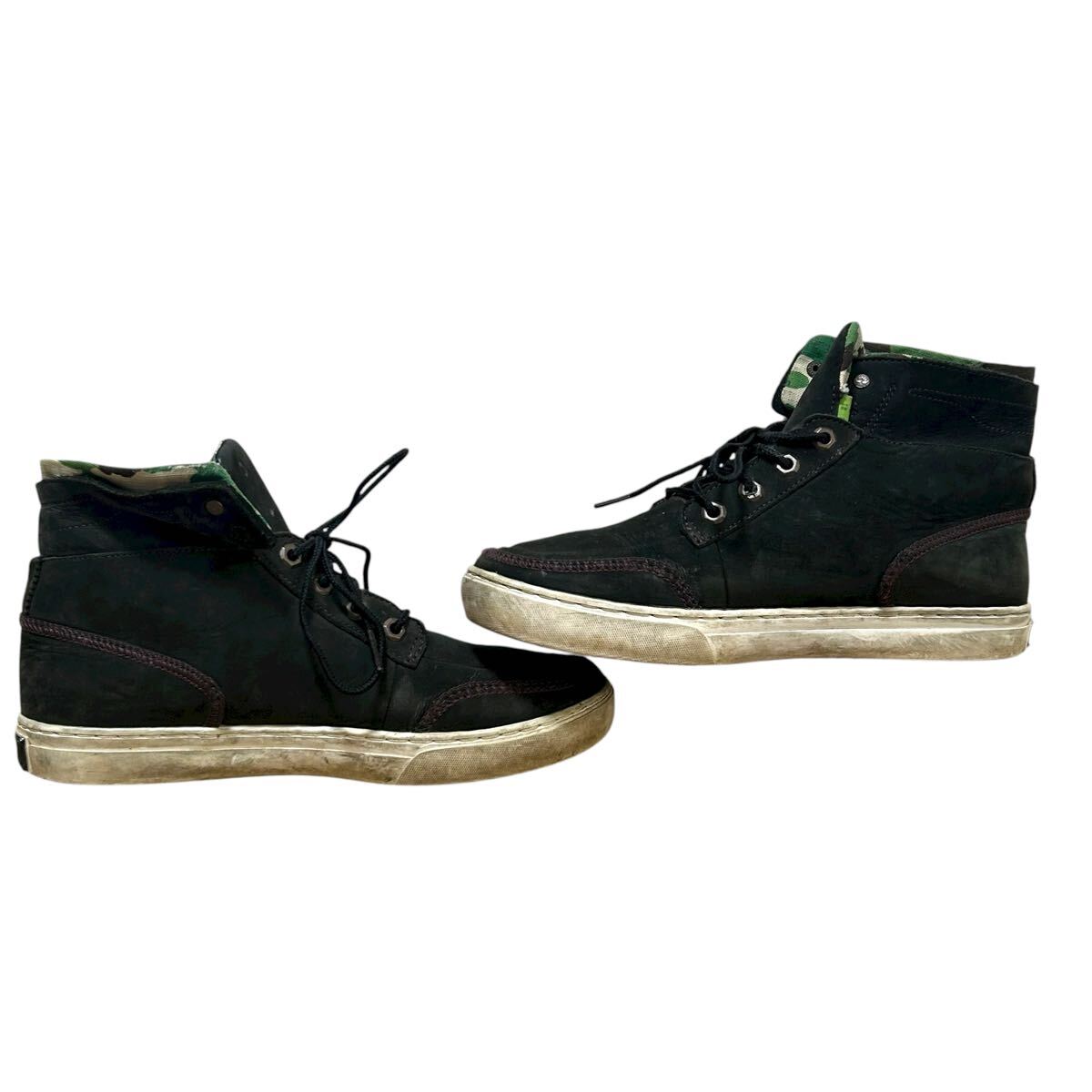 ※YM4 Timberland ティンバーランド レザーハイカットスニーカー ヌバック ブラック 27cm_画像3