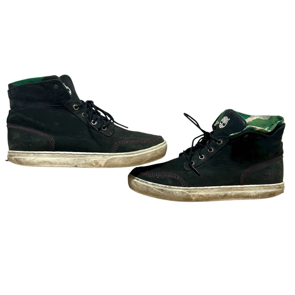 ※YM4 Timberland ティンバーランド レザーハイカットスニーカー ヌバック ブラック 27cm_画像4