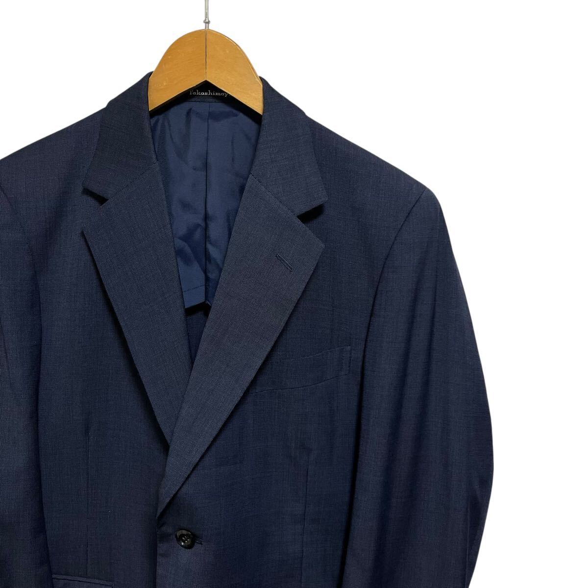 ※SU4 Takashimaya 高島屋 2Bテーラードジャケット ネイビー ウール メンズM相当 _画像3