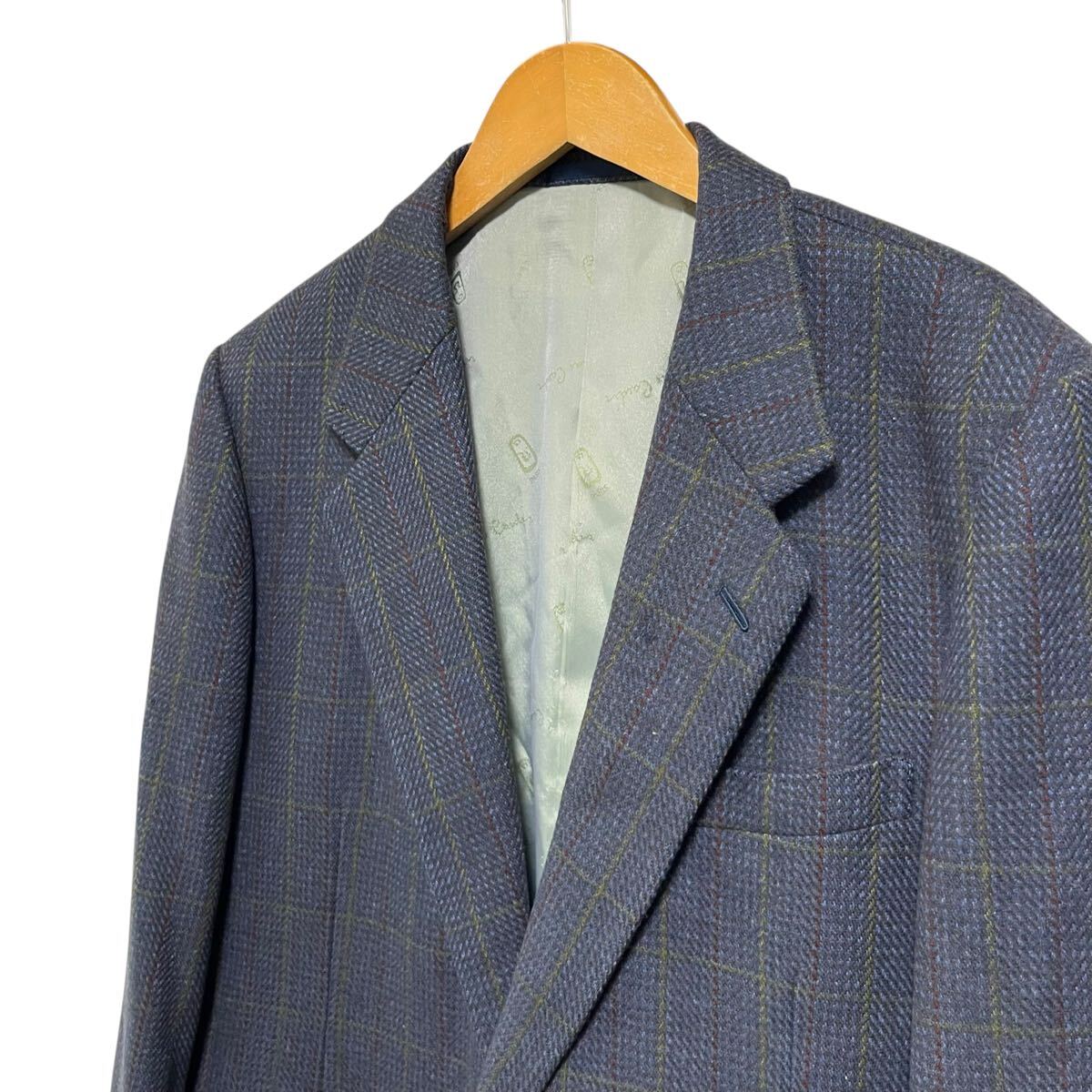※SU4 LONDON CORNER (高島屋) ツイードテーラードジャケット パープル系 チェック ウール100% メンズM相当_画像2