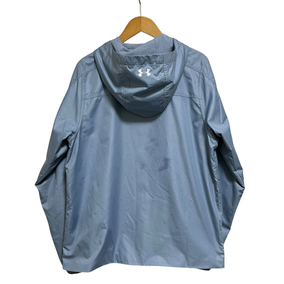 ※S UNDER ARMOUR アンダーアーマー ジップアップパーカー ブルー ポリエステル素材 STORM 撥水 サイズXL_画像4