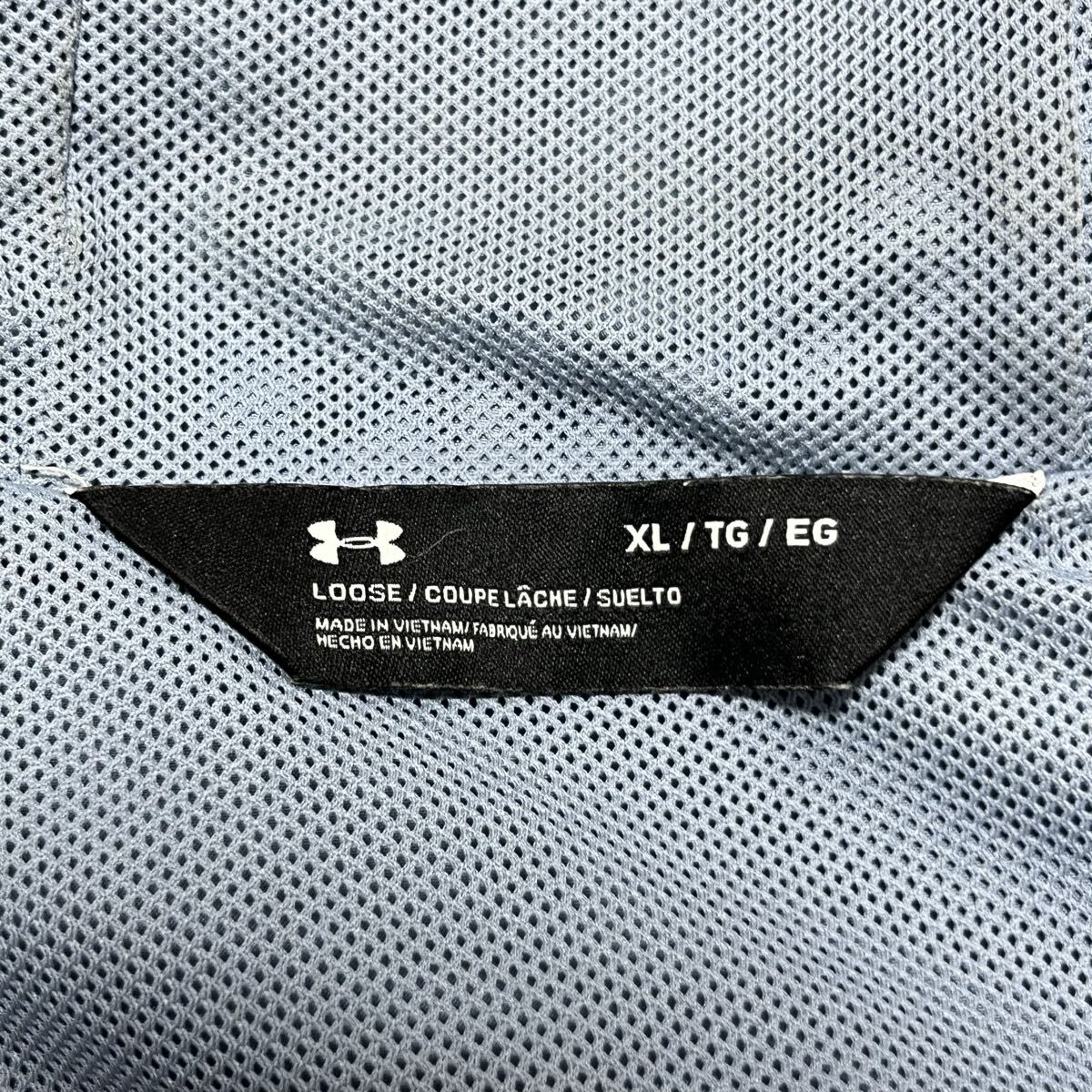※S UNDER ARMOUR アンダーアーマー ジップアップパーカー ブルー ポリエステル素材 STORM 撥水 サイズXL_画像8