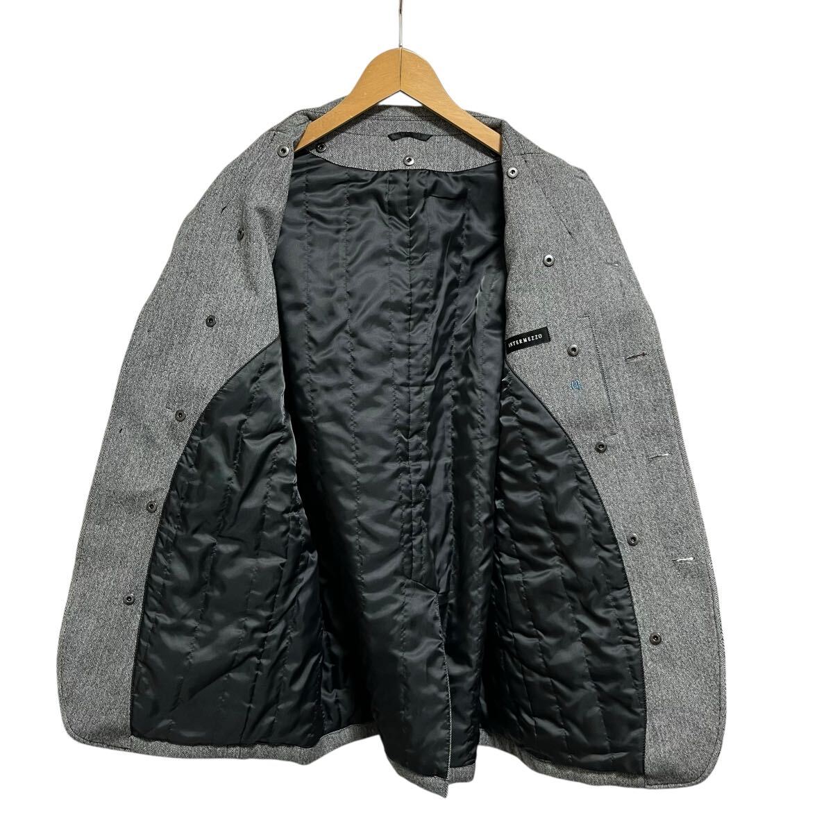 ※MC4 INTERMEZZO インターメッツォ ウールジャケット グレー ヘリンボーン チンストラップ サイズL_画像5