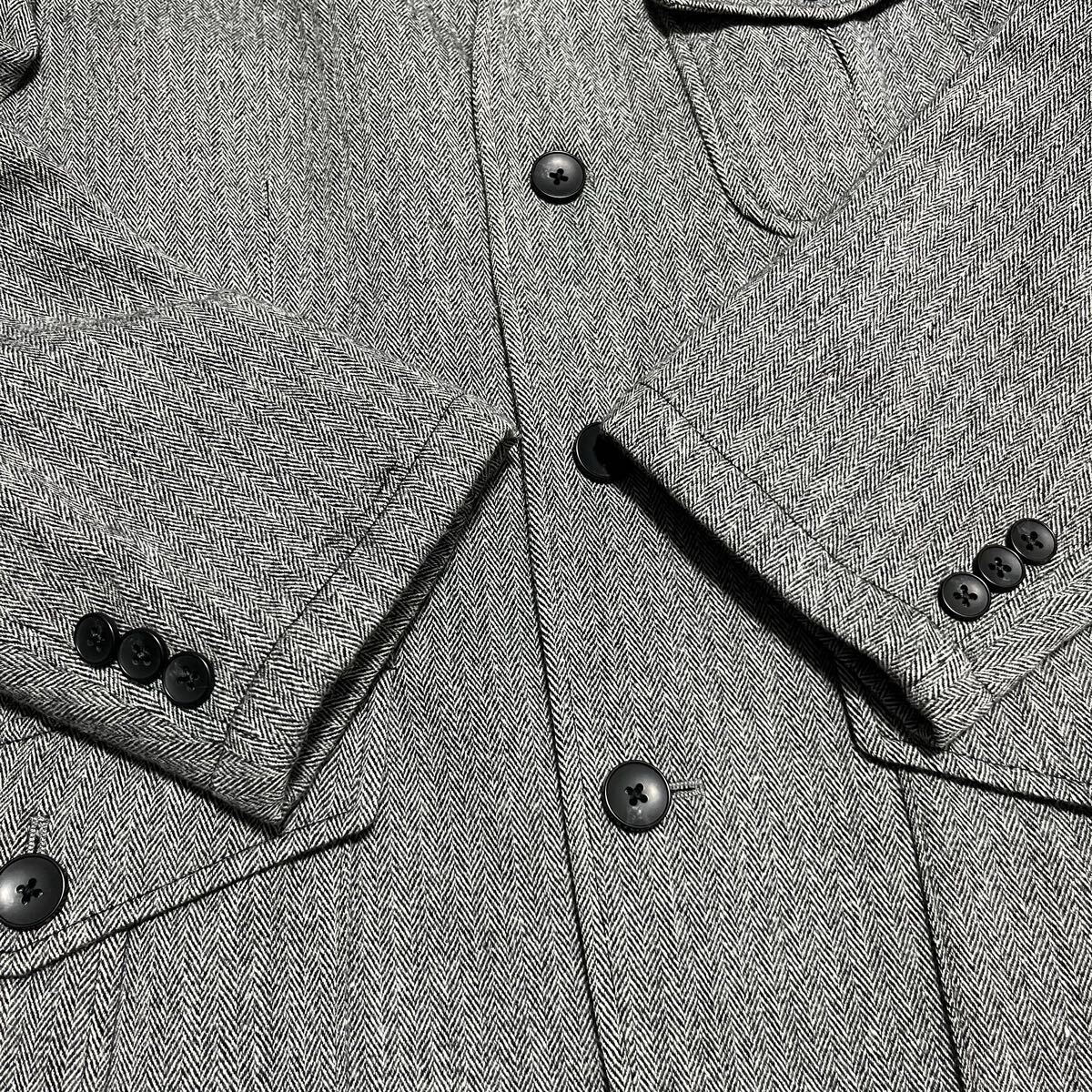 ※MC4 INTERMEZZO インターメッツォ ウールジャケット グレー ヘリンボーン チンストラップ サイズL_画像6