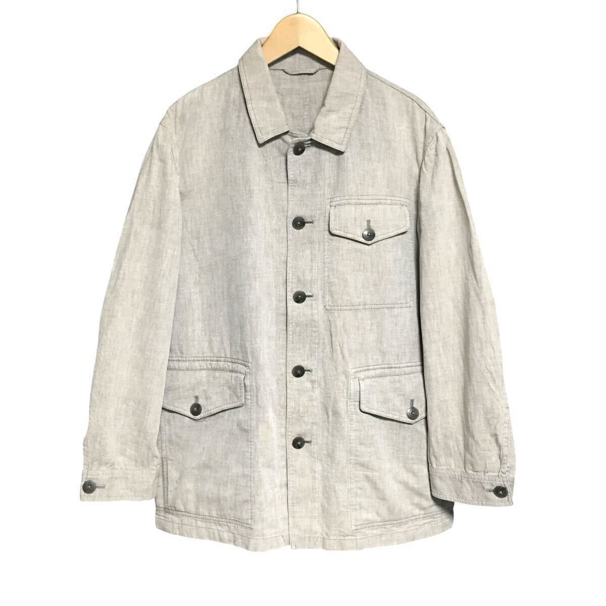 ※S INTERMEZZO インターメッツォ カバーオールジャケット ライトベージュ 綿100% メンズ サイズL_画像1