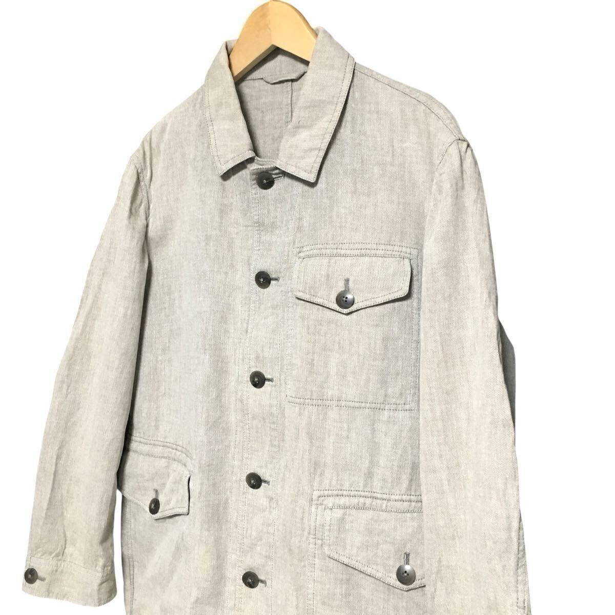 ※S INTERMEZZO インターメッツォ カバーオールジャケット ライトベージュ 綿100% メンズ サイズL_画像2