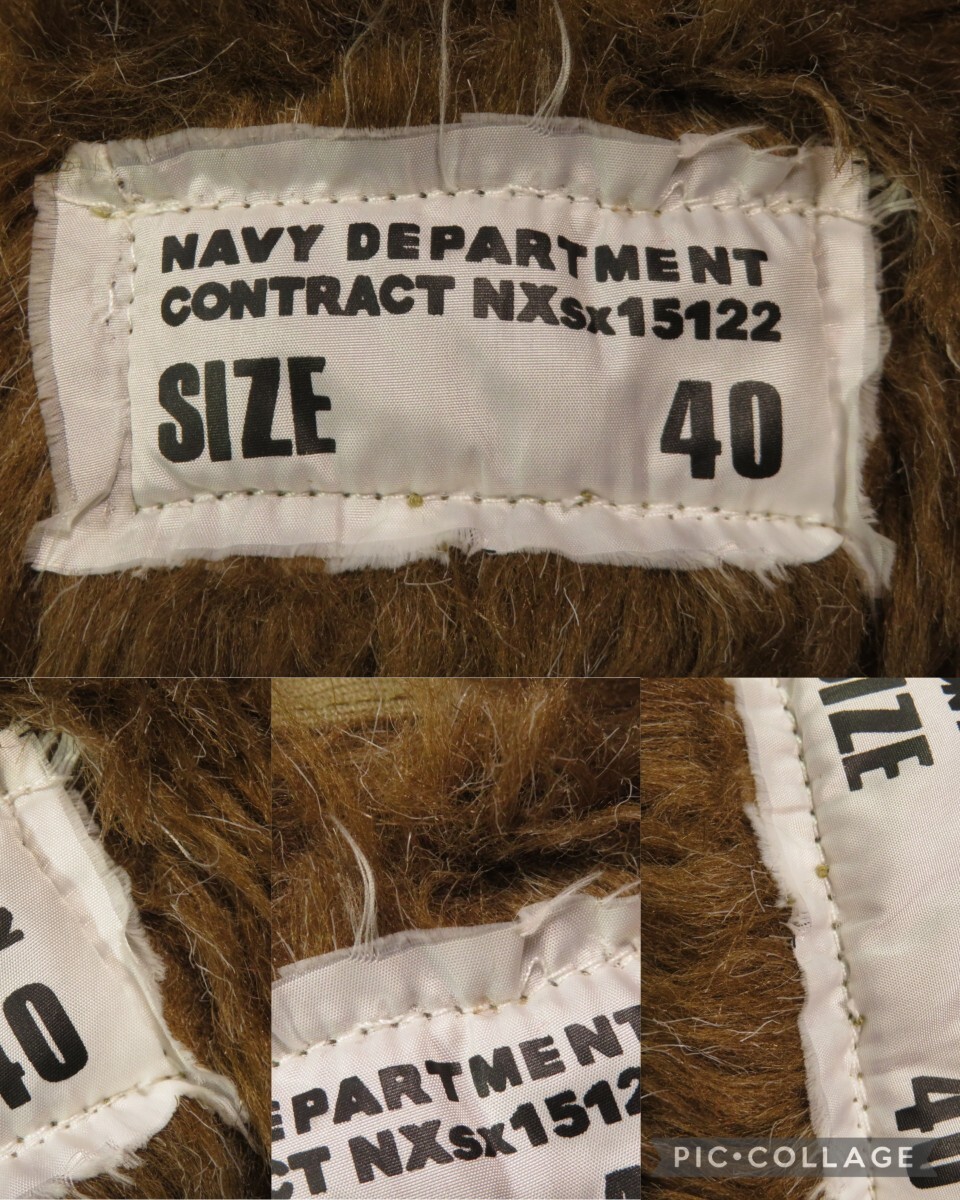 ¥1000~!★40インチ【YMCL KY社】ビンテージ/40s~50s/復刻/TALONジッパー/N-1/デッキジャケット/USN/米軍/US NAVY/アメリカ海軍★A-2/G-1_画像3