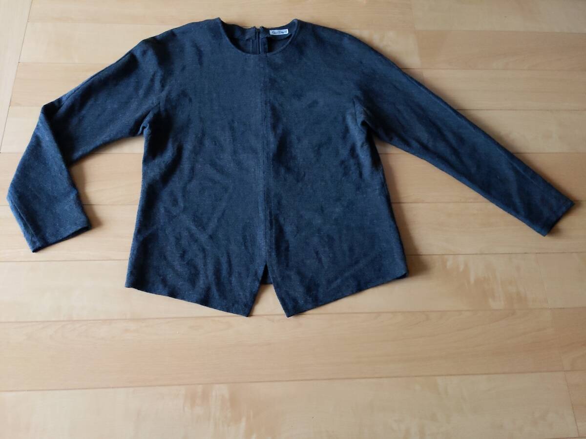 即決/送料無料 ●あったか!ウール【長袖 /カットソー】レディース M ■ブラック黒■Class CVogue*日本製/後ファスナー/前スリット *毛100％_画像1