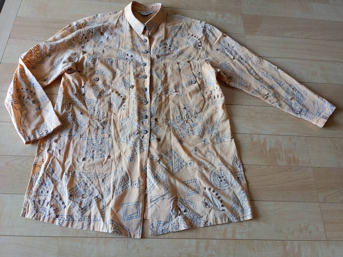 即決●送料無料 【 薄め★長袖シャツ /はおりジャケットにも 】レディース Lくらい/フリーサイズ ★おしゃれ!透かし模様■オレンジ_画像1