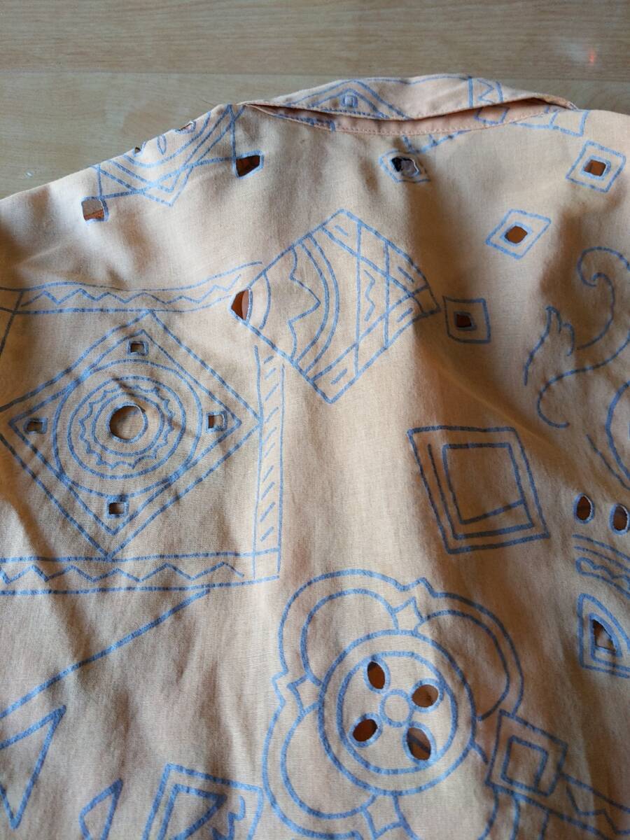 即決●送料無料 【 薄め★長袖シャツ /はおりジャケットにも 】レディース Lくらい/フリーサイズ ★おしゃれ!透かし模様■オレンジ_画像8