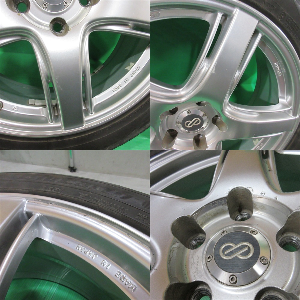 フーガ 245/45R18 夏タイヤ 30%-40%山 YOKOHAMA BluEarth-GT AE51 4本 ENKEI RP05 5穴PCD114.3 7.5J +48 シーマ セルシオ 中古新潟_画像5
