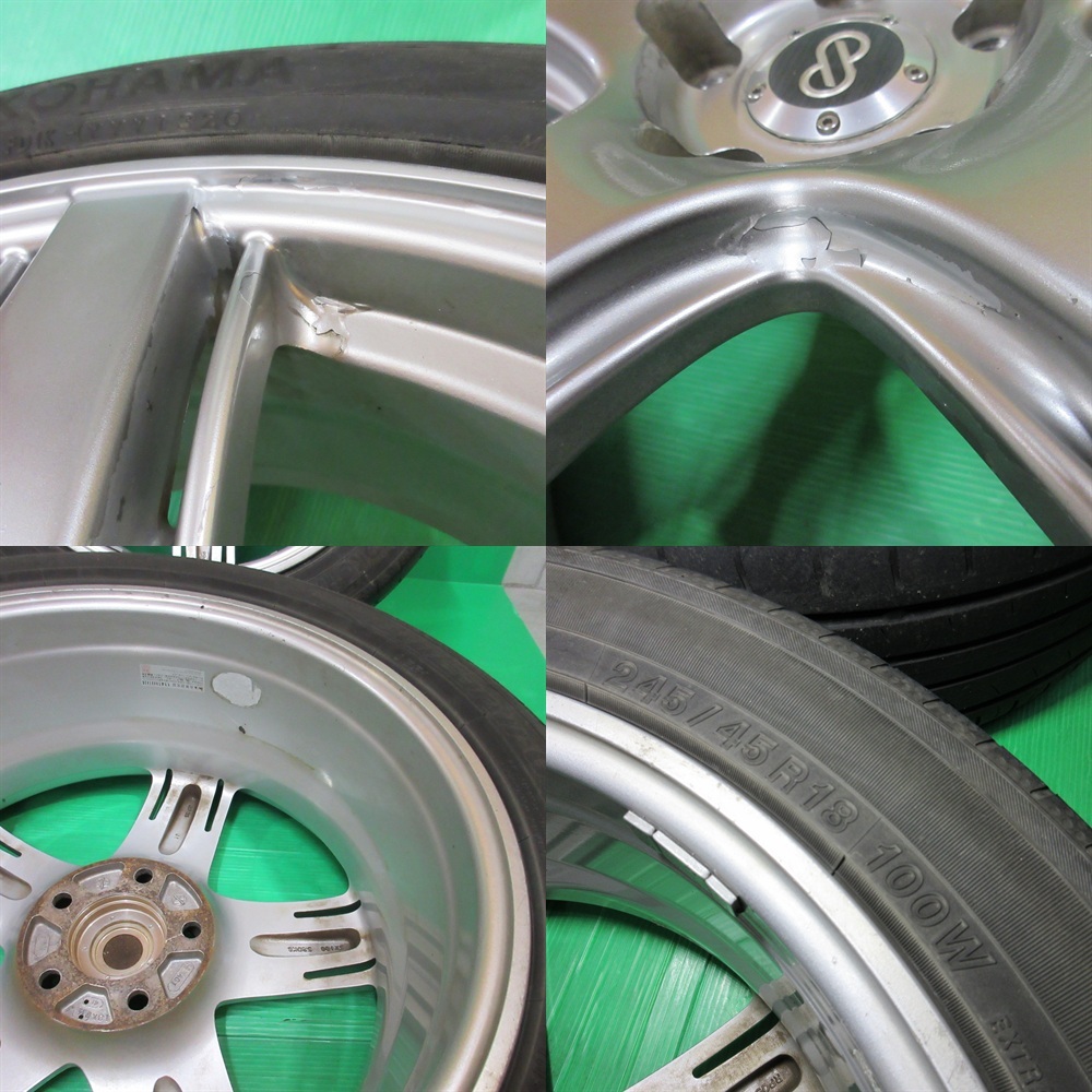 フーガ 245/45R18 夏タイヤ 30%-40%山 YOKOHAMA BluEarth-GT AE51 4本 ENKEI RP05 5穴PCD114.3 7.5J +48 シーマ セルシオ 中古新潟_画像7