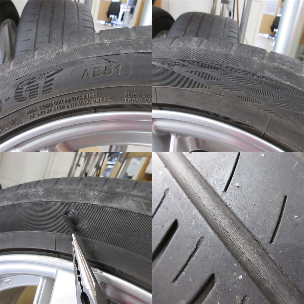 フーガ 245/45R18 夏タイヤ 30%-40%山 YOKOHAMA BluEarth-GT AE51 4本 ENKEI RP05 5穴PCD114.3 7.5J +48 シーマ セルシオ 中古新潟_画像8