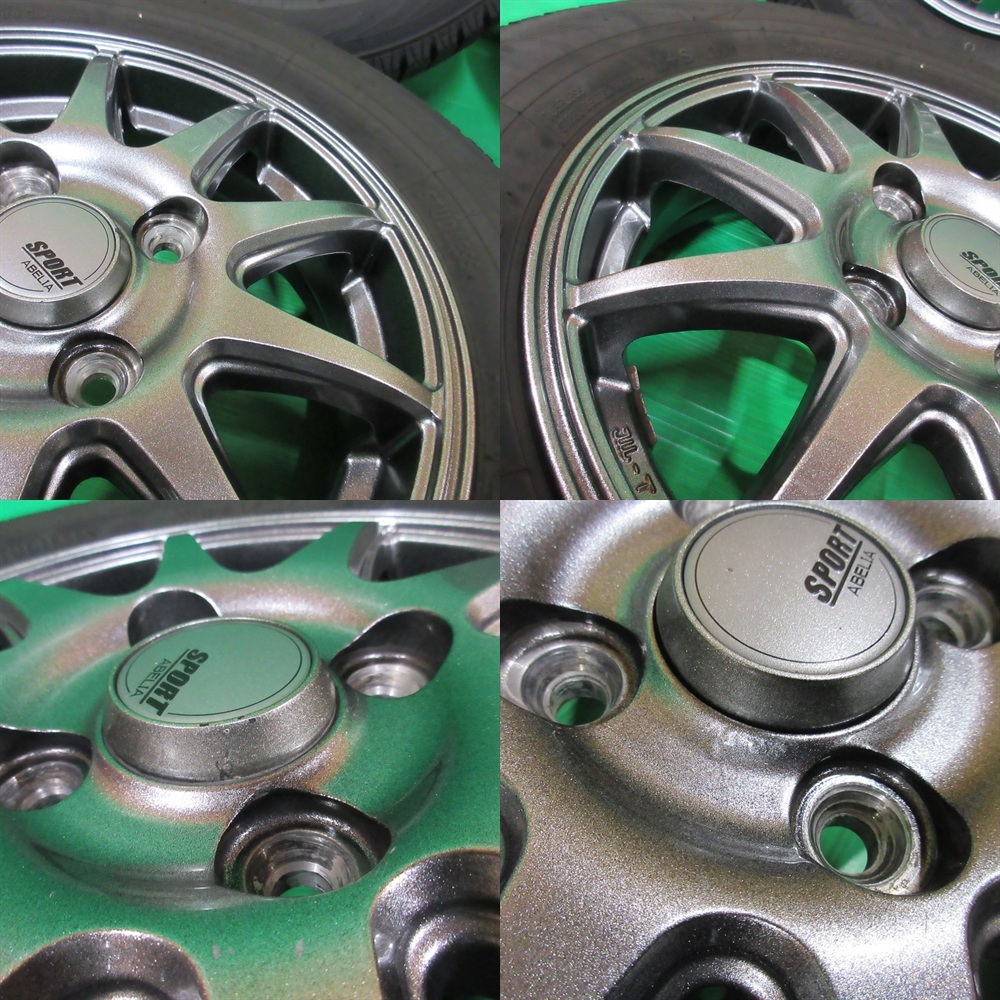 美品 アルト 145/80R13 バリ山スタッドレス 75%-85%山 4本 4穴PCD100 4.00B +43 ワゴンR スペーシア ラパン タント ミラココア 中古新潟_画像5