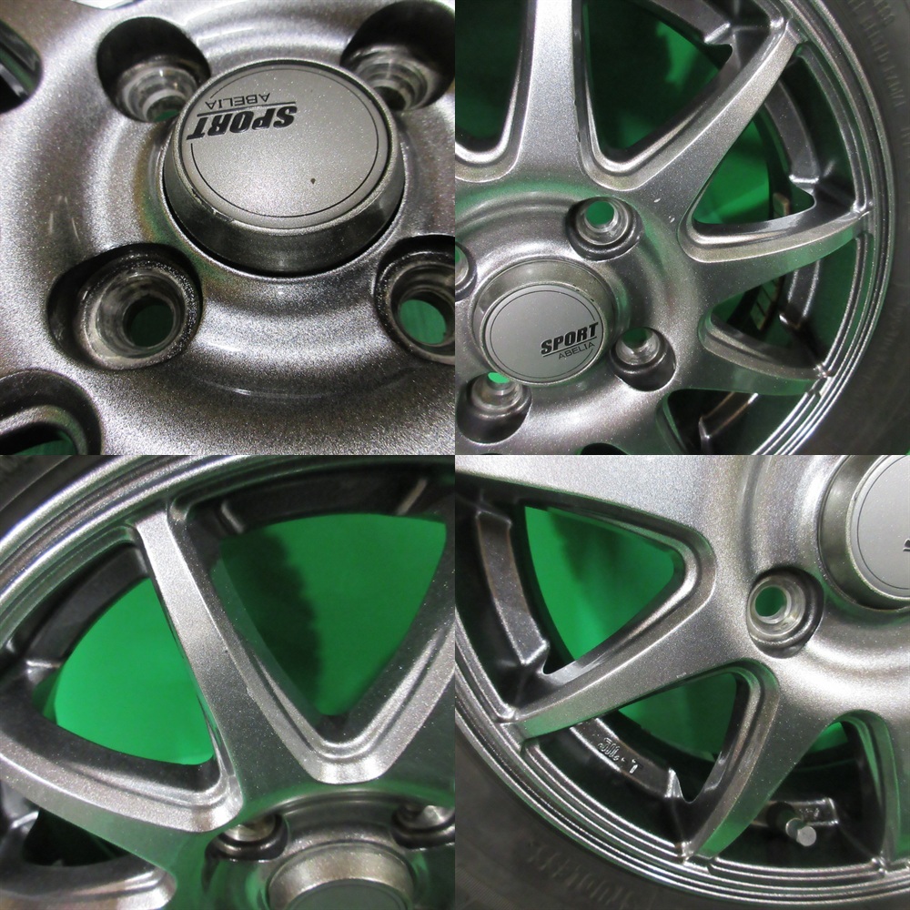 美品 アルト 145/80R13 バリ山スタッドレス 75%-85%山 4本 4穴PCD100 4.00B +43 ワゴンR スペーシア ラパン タント ミラココア 中古新潟_画像6