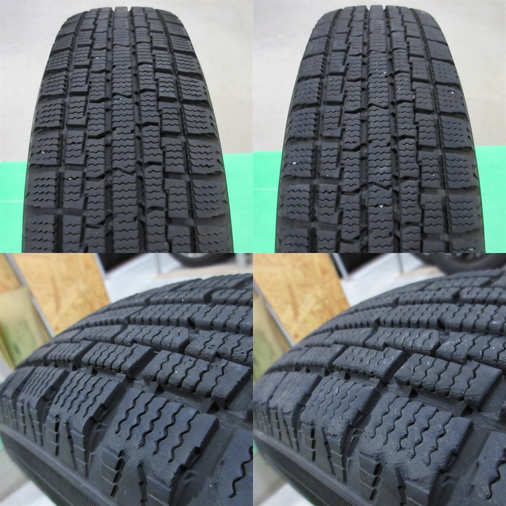 美品 アルト 145/80R13 バリ山スタッドレス 75%-85%山 4本 4穴PCD100 4.00B +43 ワゴンR スペーシア ラパン タント ミラココア 中古新潟_画像9