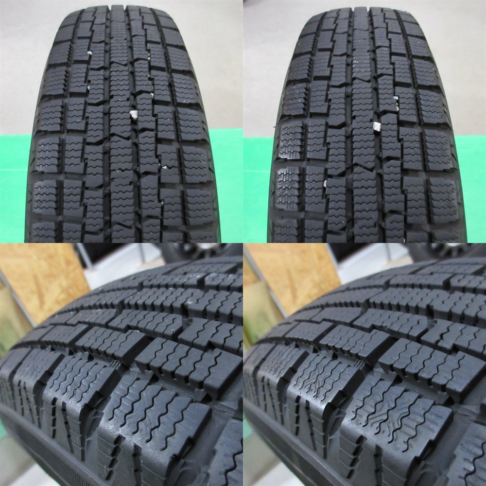美品 アルト 145/80R13 バリ山スタッドレス 75%-85%山 4本 4穴PCD100 4.00B +43 ワゴンR スペーシア ラパン タント ミラココア 中古新潟_画像10
