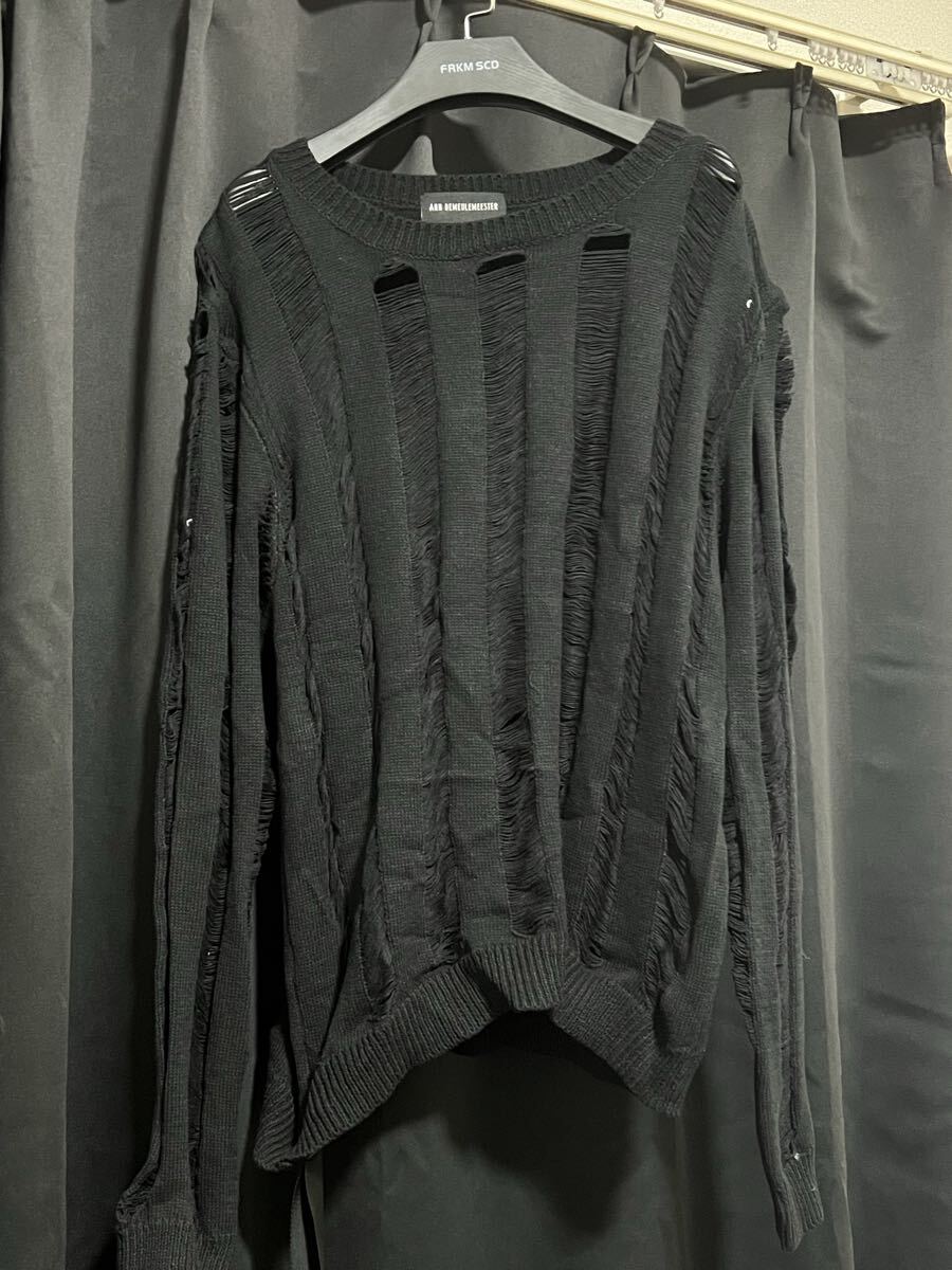ANN DEMEULEMEESTER 25ssブラック ニット 長袖 セーター ヴィンテージ 黒 トップス デザイン ベルト　2way_画像2