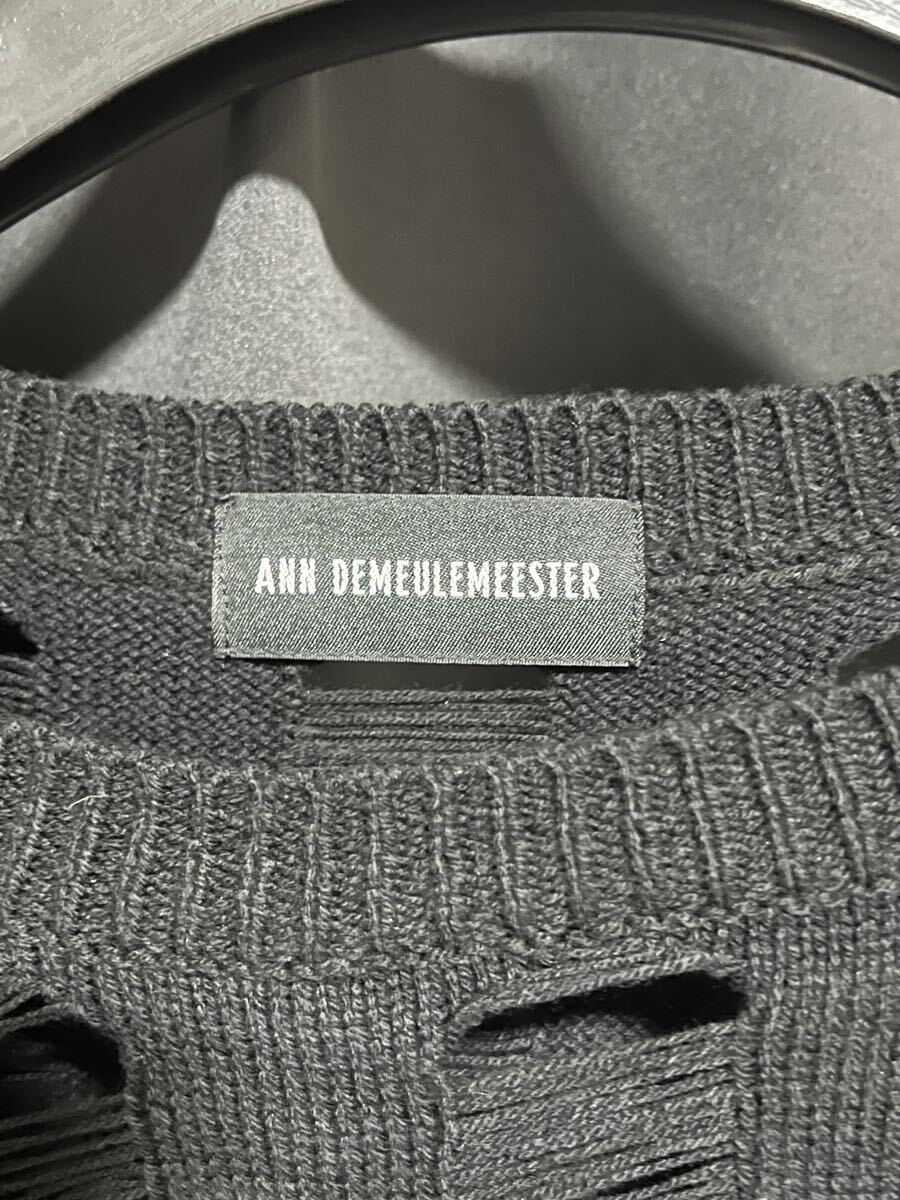 ANN DEMEULEMEESTER 25ssブラック ニット 長袖 セーター ヴィンテージ 黒 トップス デザイン ベルト　2way_画像3