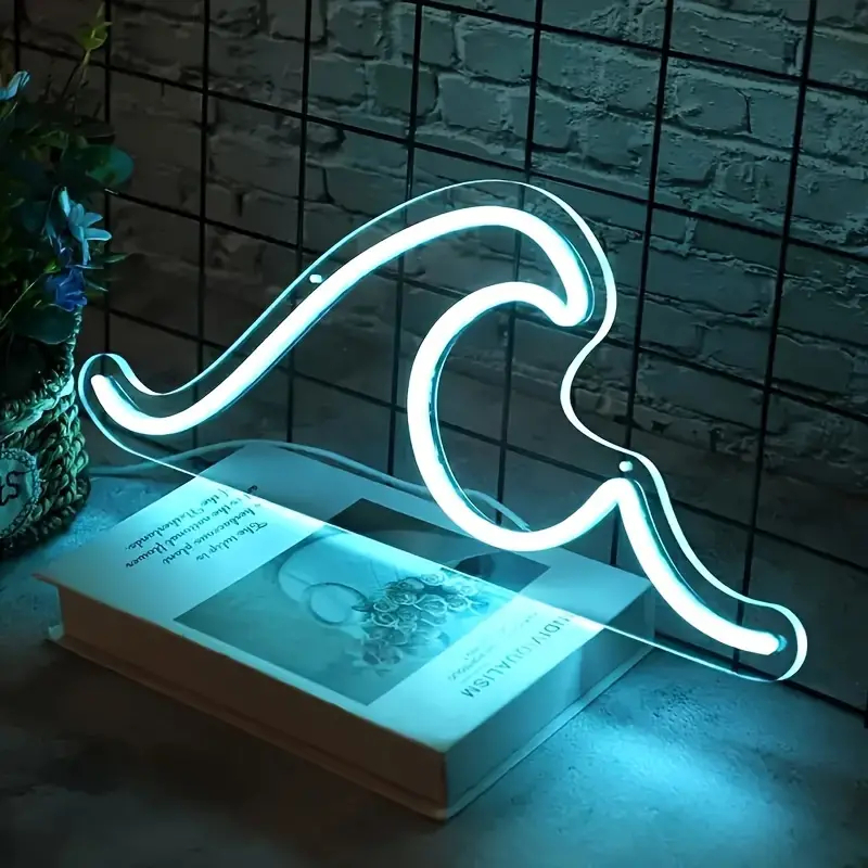 波のLEDネオンサイン ウェーブネオンライト USB給電5V アメリカン雑貨 カフェバー装飾 ギフトに最適_画像2