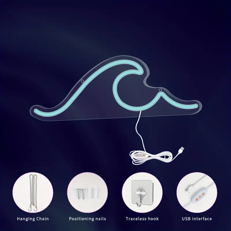 波のLEDネオンサイン ウェーブネオンライト USB給電5V アメリカン雑貨 カフェバー装飾 ギフトに最適_画像5