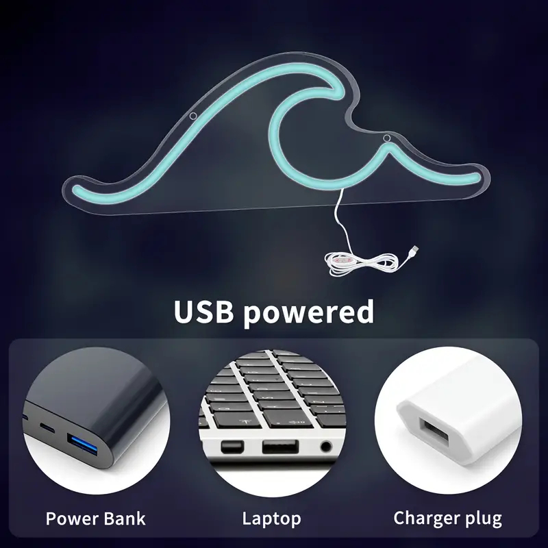 波のLEDネオンサイン ウェーブネオンライト USB給電5V アメリカン雑貨 カフェバー装飾 ギフトに最適_画像6