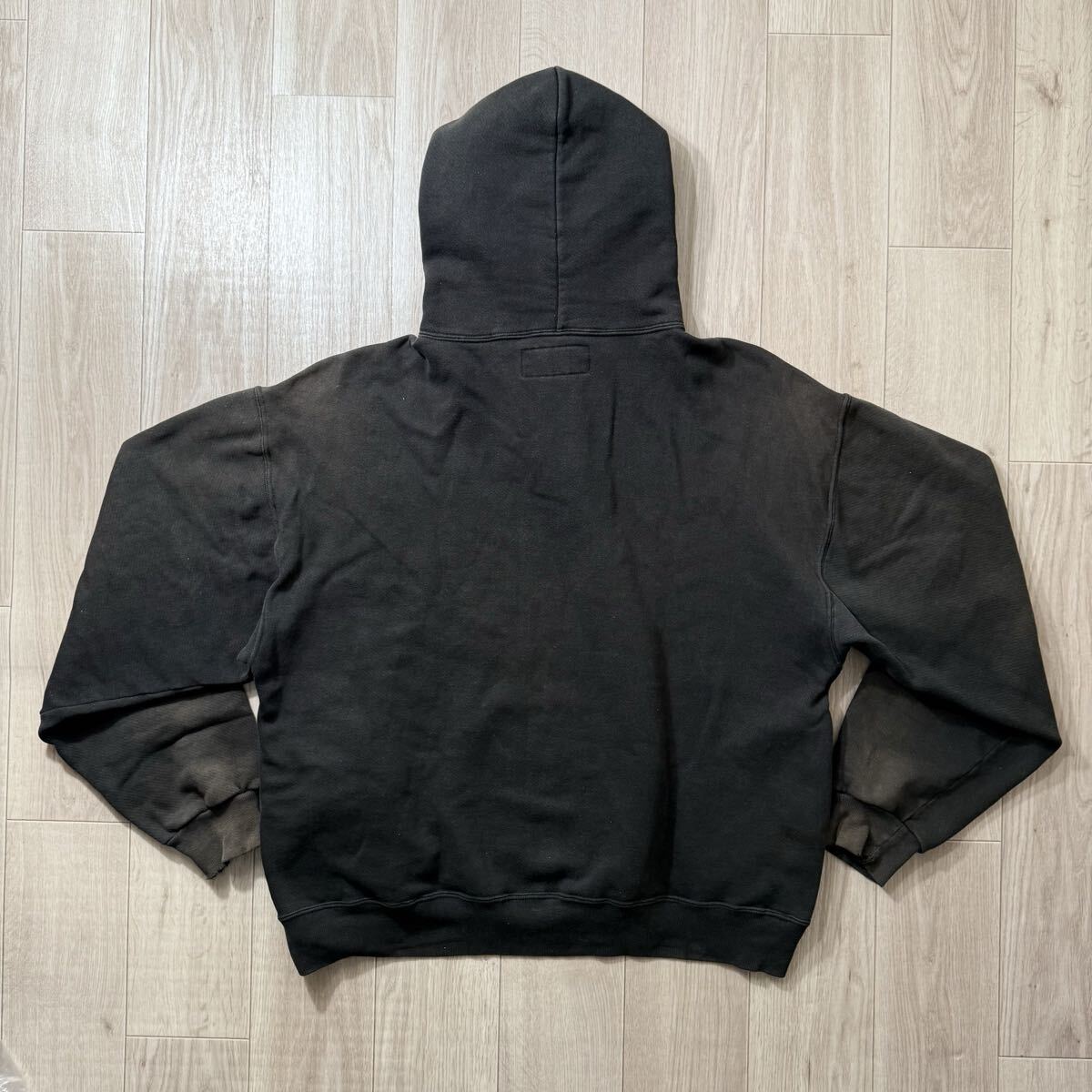 極フェード！90s RUSSEL ATHLETIC ラッセル ヘンリーネック パーカー 黒 サイズL USA製_画像9