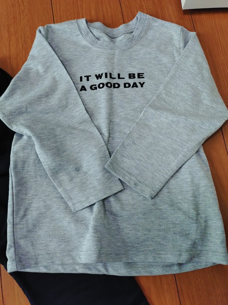 西松屋　新品未使用　長袖　パジャマ　グレー長袖　黒長ズボン　IT WILL BE A GOOD DAY　長袖パジャマセット　130　男女兼用　　_画像3