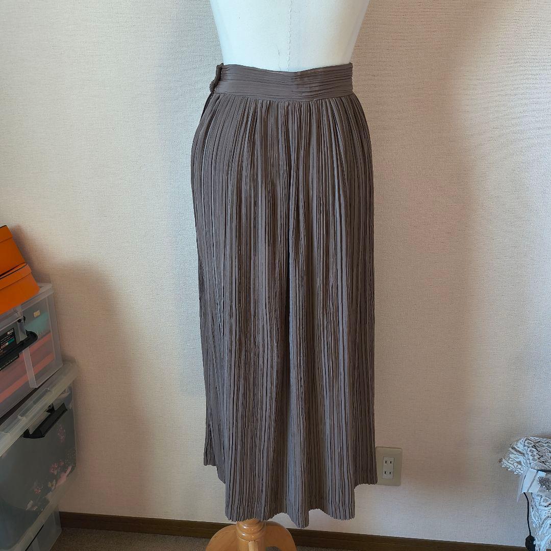 イッセイミヤケ 筆タグ ブラウン プリーツ 長袖 スカートセットアップ M_画像7