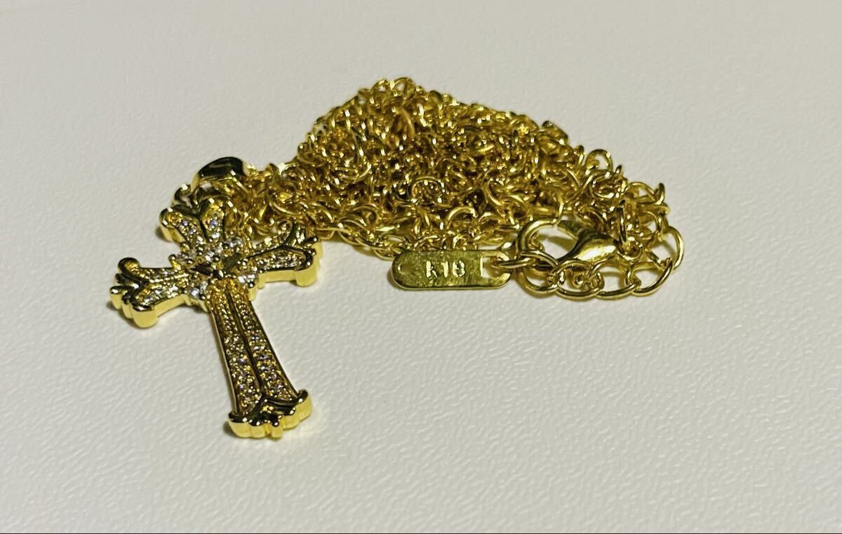 【1円スタート!!!】18金 K18刻印 男女兼用 クロスネックレス luxury 約6gチェーン 十字架 クロス GF 激安 GOLD おしゃれ 激安 Unisex 美品_画像5