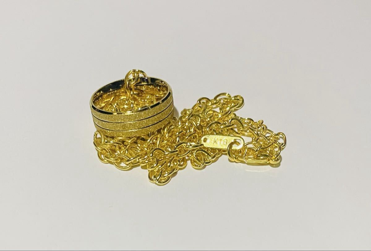 18金 K18刻印 男女兼用 GOLDリングネックレス luxury GOLD GF Unisex 金ネックレス 金アクセサリー 美品 高級感 激安 おしゃれ クール_画像1