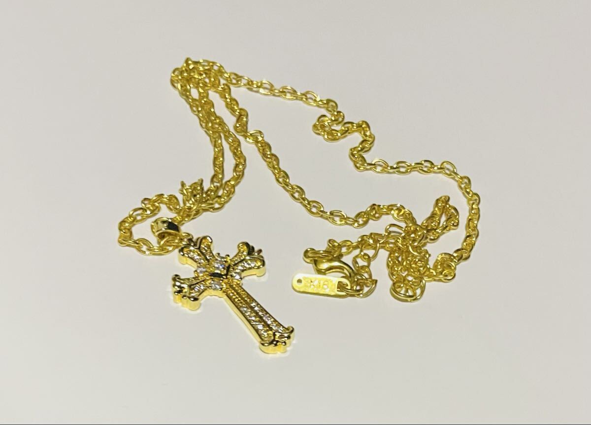 【1円スタート!!!】18金 K18刻印 男女兼用 クロスネックレス luxury 約6gチェーン 十字架 クロス GF 激安 GOLD おしゃれ 激安 Unisex 美品_画像1