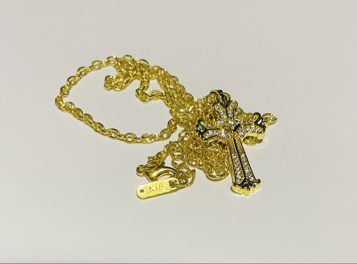 【1円スタート!!!】18金 K18刻印 男女兼用 クロスネックレス luxury 約6gチェーン 十字架 クロス GF 激安 GOLD おしゃれ 激安 Unisex 美品_画像2