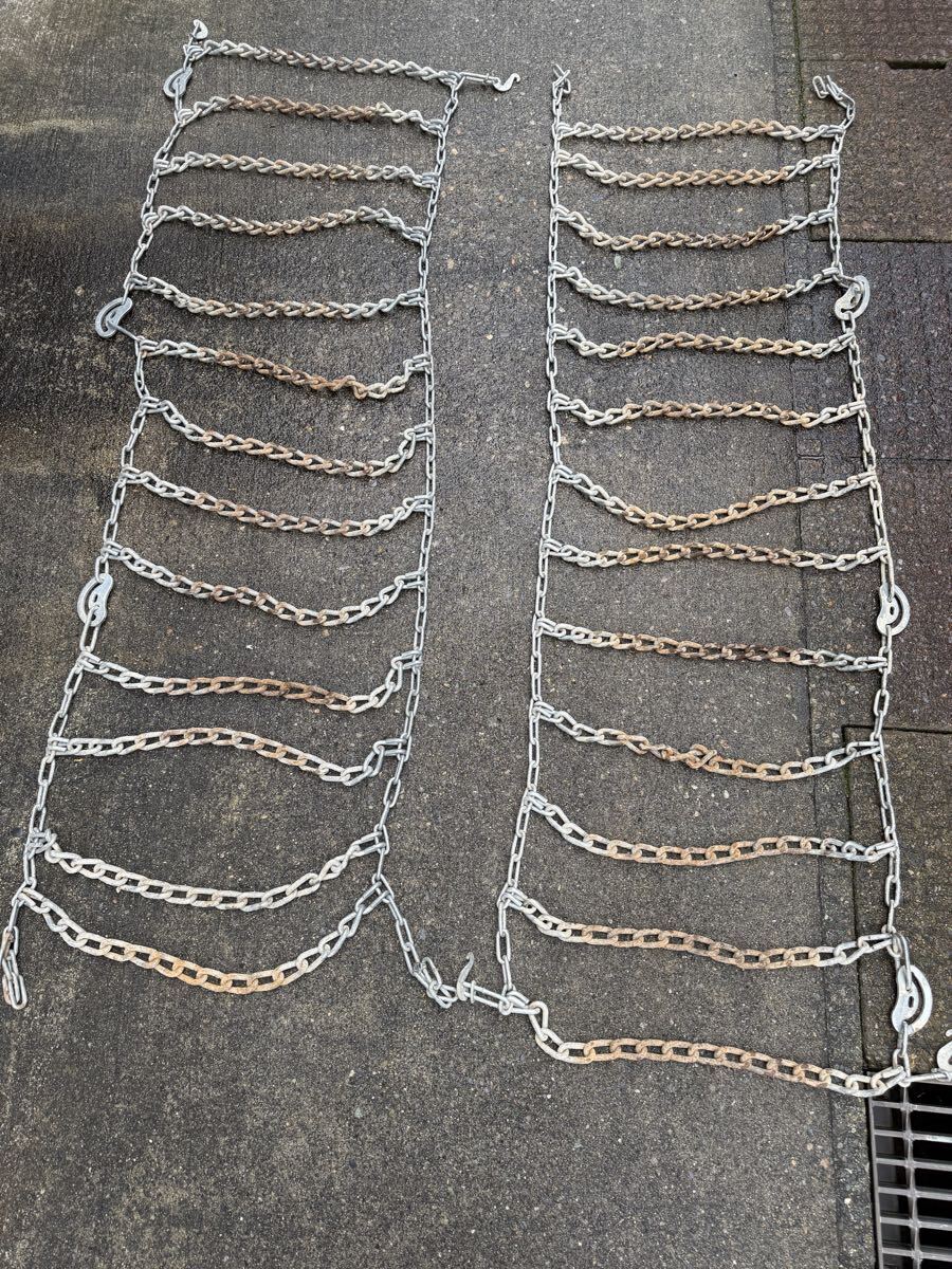 残9.5部程　中古 サビ有り　　　　　　　　　　　　　　　　　　　　　15.5-60-18タイヤチェーン バンド不要タイプ_画像1