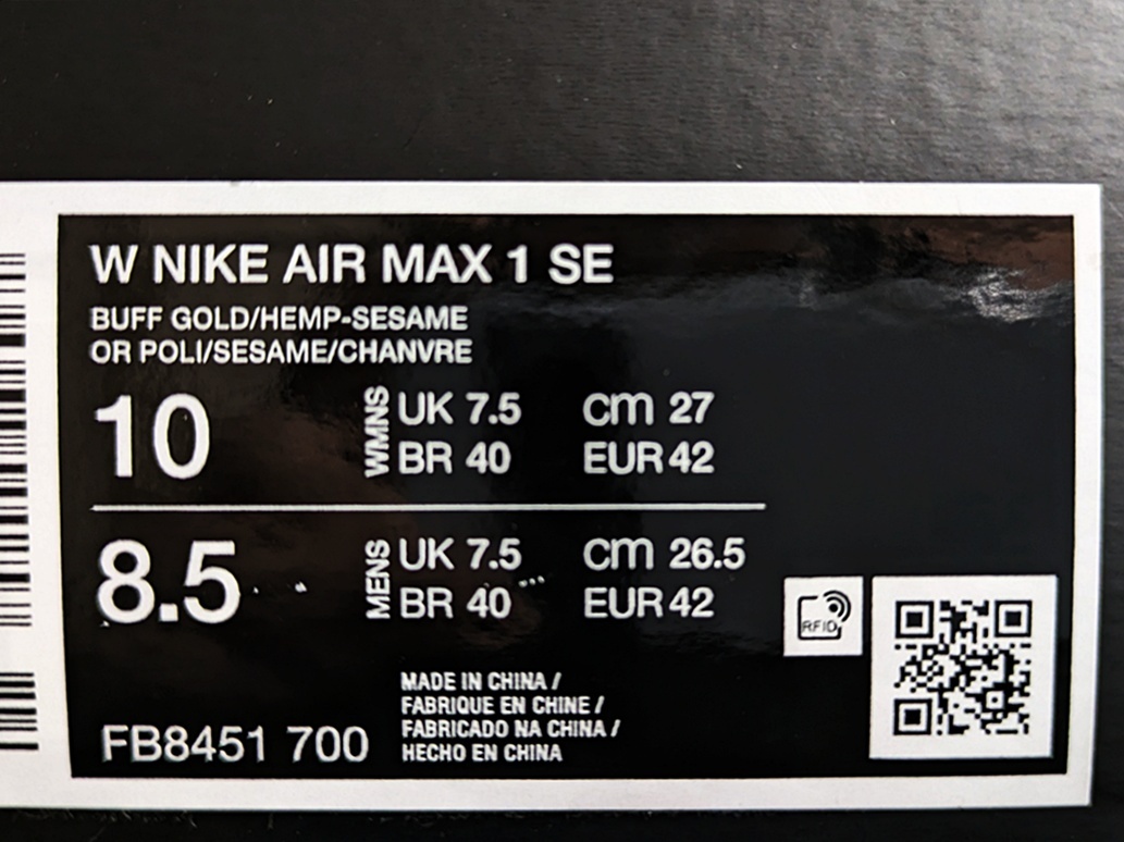 не использовался Nike wi мужской air max 1 SE 27cm NIKE WMNS AIR MAX 1 SE