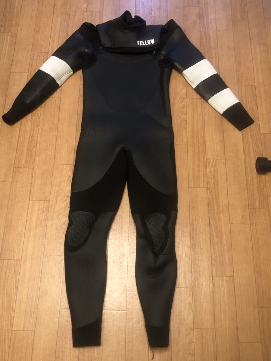 FELLOWフェロー セミドライウェットスーツ 5×3mm MLB 保温 起毛 チェストジップ フルスーツ ラバー×ジャージ_画像2