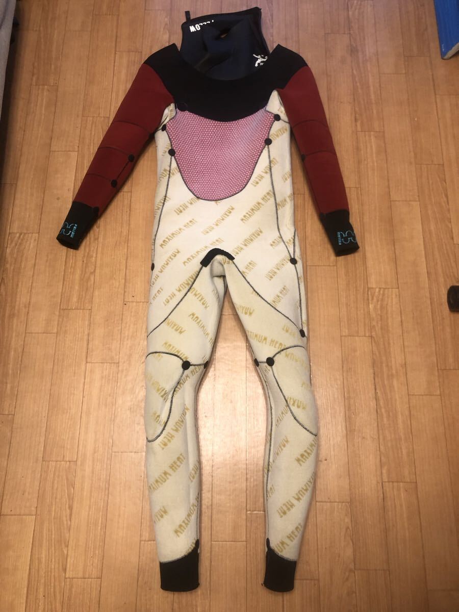 FELLOWフェロー セミドライウェットスーツ 5×3mm MLB 保温 起毛 チェストジップ フルスーツ ラバー×ジャージ_画像4