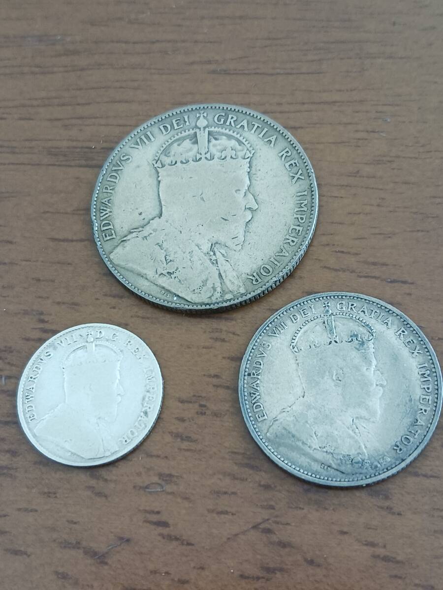 ★カナダ★EDWARDⅦ・エドワードⅦ世★50・25・10CENT銀貨★3PCS★_画像1