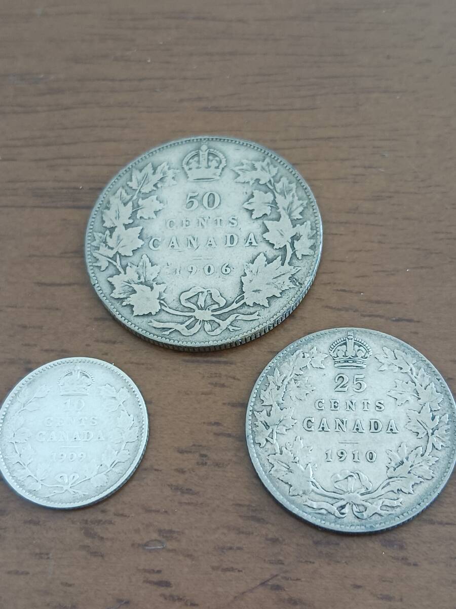 ★カナダ★EDWARDⅦ・エドワードⅦ世★50・25・10CENT銀貨★3PCS★_画像2
