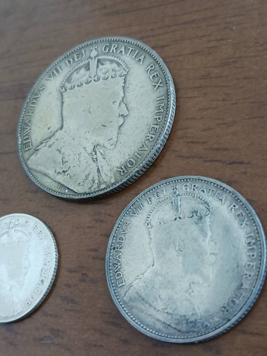 ★カナダ★EDWARDⅦ・エドワードⅦ世★50・25・10CENT銀貨★3PCS★_画像3