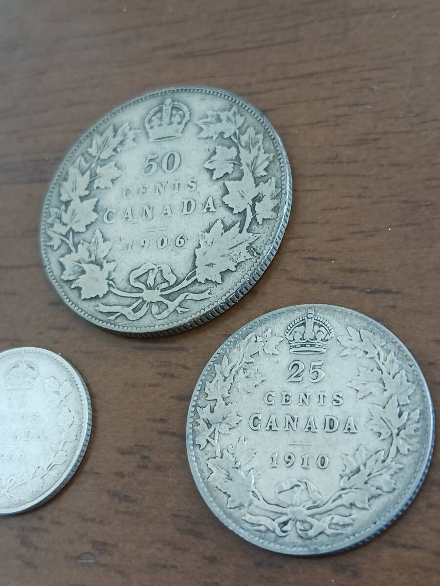 ★カナダ★EDWARDⅦ・エドワードⅦ世★50・25・10CENT銀貨★3PCS★_画像6