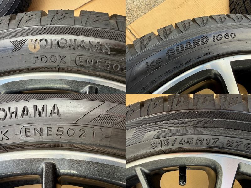  Toyota 86 оригинальный зимний комплект Yokohama Ice Guard iG60 215/45R17 2021 год производства 7J-17 дюймовый ET48 100-5H 86 BRZ Prius Corolla 