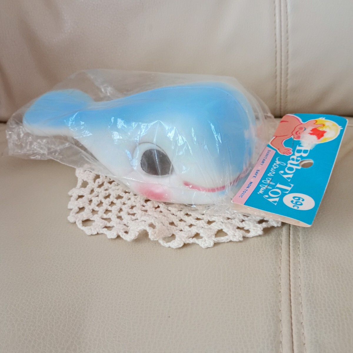 Xmas レア 1968年 アメリカ VTG 未開封 ソフビ Star スター社 鯨 ベビー ホエール 紙ヘッダー付 フィギュア ラバー ドール トイ ラシュトン_画像1