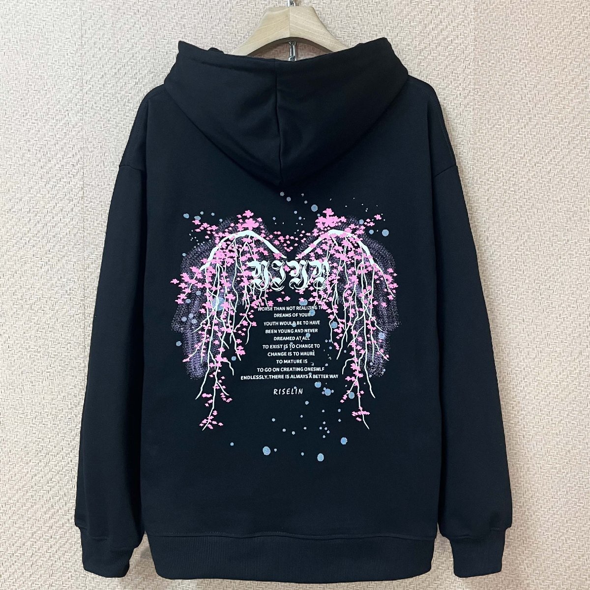 新作ヨーロッパ製※定価4万◆ブルガリア発※RISELIN パーカー エジプト綿100％ ソフト ウィング 花柄 人気 トップス スウェット L/48_画像1